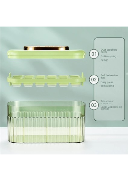 Beyaz Set Basın Tipi Buz Küpü Makinesi Buz Kutusu Tepsisi Gıda Sınıfı Silikon Buz Kovası Bira Kahve Için Buz Topu Kalıbı Hızlı Dondurma Mutfak Gadget (Yurt Dışından)