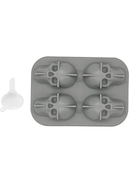 Gri 3D Kafatası Silikon Kalıp Buz Küpü Tepsi Kalıp Buz Küpü Makinesi Buz Topu Kalıbı Viski Şarap Kokteyl Buz Küpü Kalıp Buz Topu Kalıbı (Yurt Dışından)