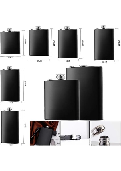 7 Oz Siyah Açık Paslanmaz Çelik Cep Şişesi Siyah Viski Şarap Pot Alkol Drinkin Cep Şişe Şişesi Içici Seyahat Kamp Için Drinkware (Yurt Dışından)
