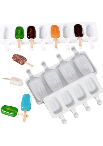 Dondurma Çubuğu 4/8 Kolay Bırakılan Silikon Kalıp Silikon Dondurma Popsicle Kalıp Dıy Buzlu Şeker Yapma Makinesi Kalıp Gıda Sınıfı Buz Tepsisi Bpa Ücretsiz (Yurt Dışından)