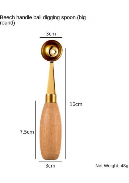02 Havalandırma Deliği Meyve Topu Kazıcı 304 Paslanmaz Çelik Karpuz Kaşık Aracı Ahşap Saplı Soyma Bıçağı Dondurma Araçları Meyve Aracı (Yurt Dışından)