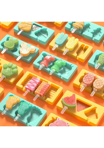 G-Green Buz Pop Dondurma Silikon Kalıplar Kapaklı Hayvan Yeniden Kullanılabilir Gıda Sınıfı Dıy Tatlı Meyve Suyu Çikolata Ev Mutfak Aletleri (Yurt Dışından)