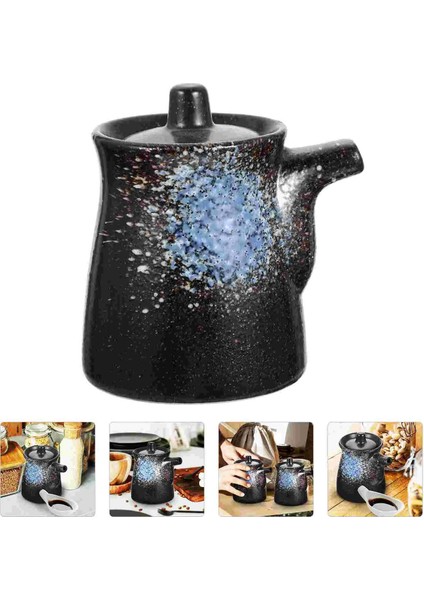 Mavi Soya Sosu Kavanoz Çeşni Dekoratif Sirke Pot Kapaklı Konteyner Sıvı Kapları Kutusu Seramik Saklama Kavanozları Kapakları (Yurt Dışından) fırsatları
