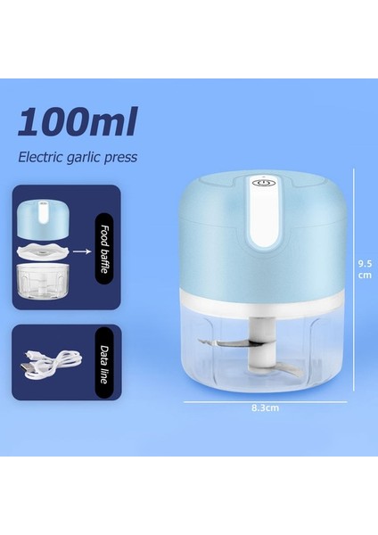 Mavi Elektrikli Gıda Parçalayıcı Sarımsak Kırıcı Kıyma Makinesi Mini Sarımsak Presi Sebze Doğrayıcı Ezici Makinesi USB Mutfak Alet (Yurt Dışından)