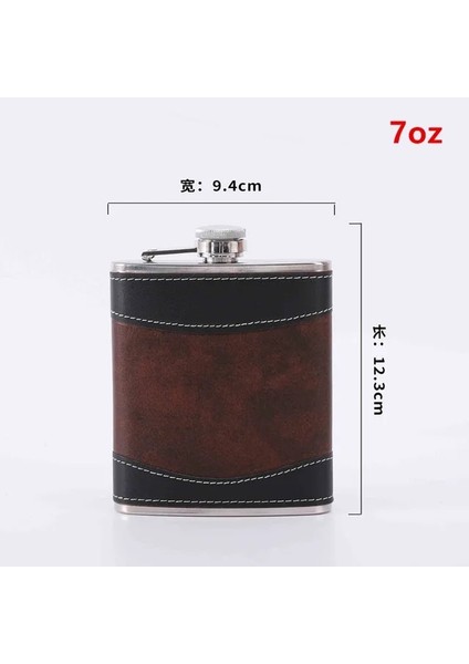 7oz 6oz 7oz 8oz Cep Cep Şişesi Pu Deri Kaplı Küçük Paslanmaz Çelik Şarap Pot Alkol Taşınabilir Viski Flagon Erkekler Hediye (Yurt Dışından)