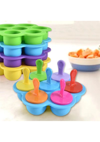 Mavi Buz Pops Kalıp Gıda Sınıfı Silikon Popsicle Kalıp Buz Yapıcı Bebek Dıy Gıda Takviyesi Araçları Meyve Sarsıntı Aksesuarları Buz Küpü Tepsi (Yurt Dışından) indirimleri
