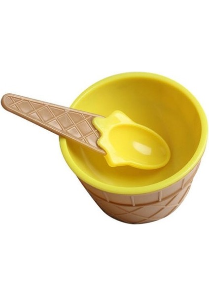 Sarı 1 Takım Yeni Çocuklar Dondurma Kase Kaşık Seti Dayanıklı Çocuk Hediyeler Güzel Tatlı Kase Dıy Dondurma Araçları Dondurma Kasesi + Kaşık (Yurt Dışından)