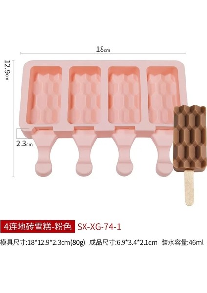 A-Pembe Dondurma Silikon Kalıp Dıy Popsicle Dondurma Yapma Makinesi Silikon Yaz Buz Küpü Kalıp Mutfak Dondurma Modeli (Yurt Dışından)
