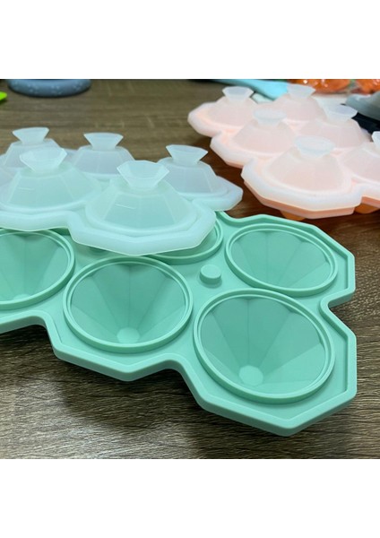 Pembe Buz Topu Makinesi Hafif Buz Küpü Kalıp 4 Renk Dondurucu Güvenli Dayanıklı Taş Şekilli Buz Küpü Tepsisi (Yurt Dışından)