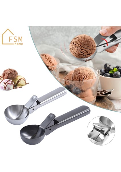 Küçük - Siyah Dondurma Kaşıkları Paslanmaz Çelik Dondurma Kazıcı Yapışmaz Meyve Buz Topu Makinesi Ev Karpuz Dondurma Kaşığı Aracı (Yurt Dışından) fiyatları