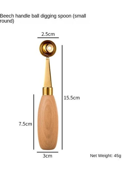 03 Ahşap Saplı Kazma Topu Kaşık Modern Minimalist 304 Paslanmaz Çelik Soyma Bıçağı Meyve Aracı Havalandırma Deliği Oyma Bıçağı (Yurt Dışından)