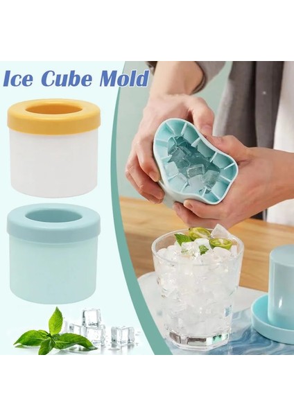 Sarı Buz Kovası Fincan Kalıbı Silikon Buz Kalıp Yuvarlak Silindir Buz Küpleri Tepsi Bar Mutfak Aksesuarları Eşyaları Ev Kokteyl Buz Küpü Aracı (Yurt Dışından) indirimleri