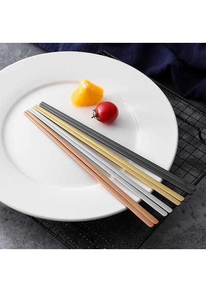 Altın 1 Çift Kore Tarzı Düz Yemek Çubukları Altın/gümüş/siyah 304 Paslanmaz Çelik Ayna Cilalı Yemek Çubukları Ev Sofra (Yurt Dışından) modelleri