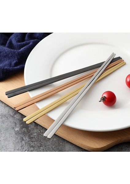 Altın 1 Çift Kore Tarzı Düz Yemek Çubukları Altın/gümüş/siyah 304 Paslanmaz Çelik Ayna Cilalı Yemek Çubukları Ev Sofra (Yurt Dışından) fırsatları