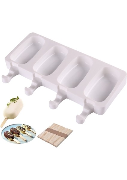 50 Adet Çubuk 4/8 Delik Silikon Dondurma Formları Popsicle Kalıpları Dıy Ev Yapımı Tatlı Dondurucu Meyve Suyu Buz Pop Küp Yapımcısı Kalıp Sopalarla (Yurt Dışından)
