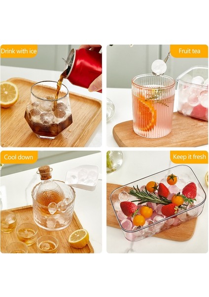 Beyaz 21 Izgaralar Yuvarlak Buz Küpü Tepsisi Saklama Kutusu ile Yaratıcı Hızlı Bırakma Buz Küpü Kalıpları Parti Mutfak Bar Kare Konteyner Soğuk Içecek Seti (Yurt Dışından) fırsatları