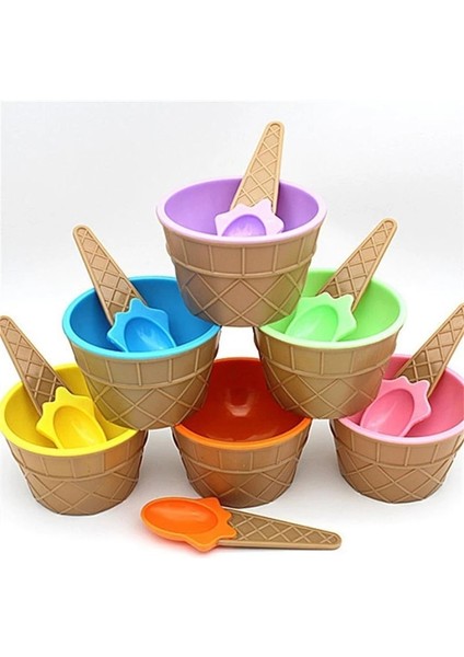 Dondurma Aracı Dondurma Kasesi ve Kaşık Seti Sofra Plastik Karikatür Yumurta Koni Çocuk Meyve Salatası Tatlı Kase Küçük Tabak Mutfak Aksesuarları (Yurt Dışından) modelleri