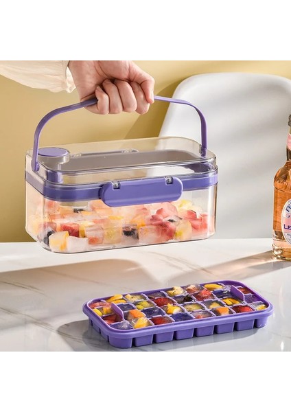 Mor 64 Buz Viski Gıda Yapımcısı Tepsisi Buz Kahve Tipi Basın Sınıfı Silikon Araçları Dondurma Dondurma Kovası Topu Basın Küp Buzlu Buz Hızlı Kalıp (Yurt Dışından)