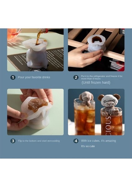 White-S Silikon Kalıp Ayı Şekli Buz Küpü Makinesi Çikolatalı Kek Kalıbı Şeker Hamur Kalıp Kahve Süt Çay Viski Buz Kalıp (Yurt Dışından) fırsatları
