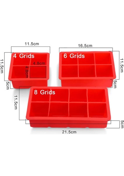 Yeşil 8 Kapaklı Izgara Esnek Silikon Buz Küpü Tepsileri Tepsi Başına 4 / 6 / 8 Kare Küp Viski Kokteyller Çorbalar Bebek Maması ve Dondurulmuş Ikramlar Için Ideal (Yurt Dışından) fırsatları
