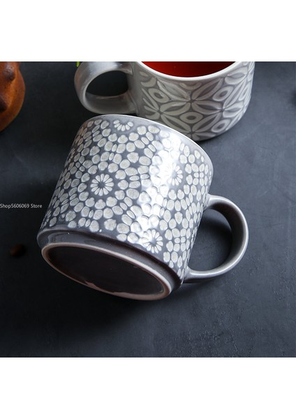 Deve 401-500 ml Yaratıcı Kişilik Retro Kabartmalı Seramik Su Kupa Büyük Kapasiteli Tahıl Ev Içme Kahvaltı Kahve Kupa Hediye Süsler (Yurt Dışından)