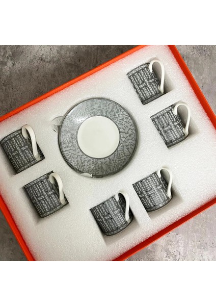 Stil 1 Gümüş 6 Adet Türk Espresso Bardak Tabakları ile 80 ml Seramik Bardak Seti Siyah Çay Kahve Mutfak Parti Içecek Eşyası Ev Dekor (Yurt Dışından)