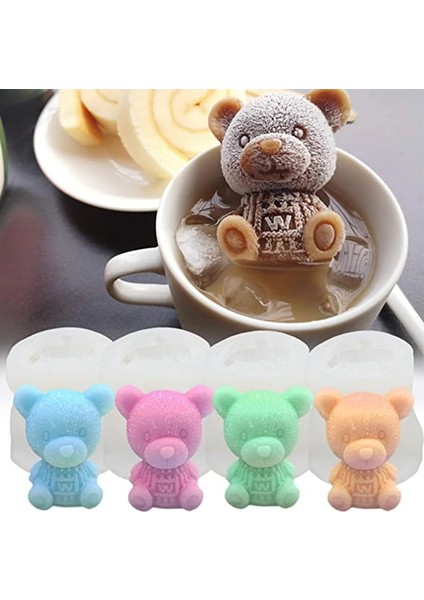 Küçük Güller-2pcs Silikon Kalıp Ayı Şekli Buz Küpü Makinesi Çikolatalı Kek Kalıp Şeker Hamur Kalıp Kahve Süt Çay Viski Buz Kalıp (Yurt Dışından) indirimleri