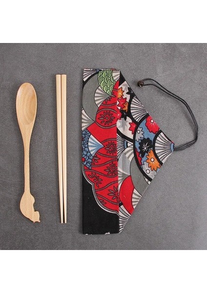 Set 6 Doğal El Yapımı Ahşap Çatal Bıçak Takımı Seti Yemek Çubukları Kaşık Bez Çanta Çevre Dostu Seyahat Öğeleri Çin Yemek Çubukları Mutfak Aletleri (Yurt Dışından)