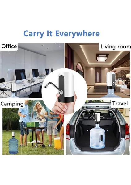 Siyah Elektrikli Taşınabilir Su Sebili Pompası 5 Galonluk Şişe USB Şarjı Uzatma Hortumu Namlulu Araçları ile (Yurt Dışından) indirimleri