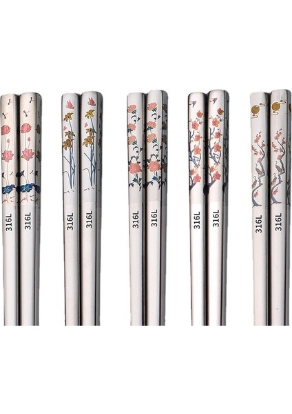 304S-B 1 Çift 316 Paslanmaz Çelik Çubuklar Kaymaz Çin Yemek Çubukları Ev Metal Yemek Çubukları Suşi Çubukları Mutfak Sofra (Yurt Dışından)