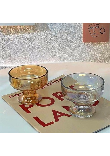 Renkli 220ML 220ML Şeffaf Yoğurt Tatlı Cam Bardak Ins Buz Hokeyi Kupası Milkshake Puding Kase Dondurma Fincan Ev Bar Drinkware Kokteyl Bardağı (Yurt Dışından)