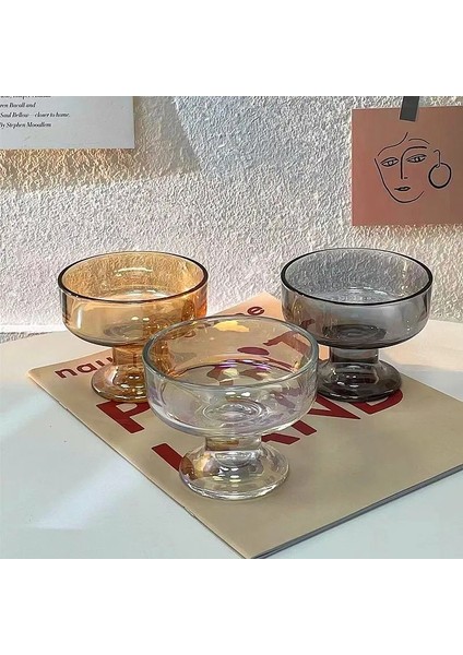 Renkli 220ML 220ML Şeffaf Yoğurt Tatlı Cam Bardak Ins Buz Hokeyi Kupası Milkshake Puding Kase Dondurma Fincan Ev Bar Drinkware Kokteyl Bardağı (Yurt Dışından)