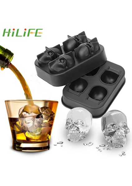 Kafatası Şekli Hılıfe Kafatası Buz Şekli Kalıp Silikon Küp Tepsi Viski Şarap Kokteyl Dondurucu Buz Yapım Makinesi Dıy Aracı 3D Çikolata Kalıp Tepsisi (Yurt Dışından)