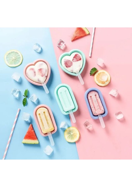 B 02 Aşk Kalp Şeklinde Silikon Kalıp Kapaklı Mini Yuvarlak Popsicle Buz Küpü Tepsi Kalıp Çikolatalı Kek Peynir Hediyeler Mutfak Aksesuarları (Yurt Dışından)