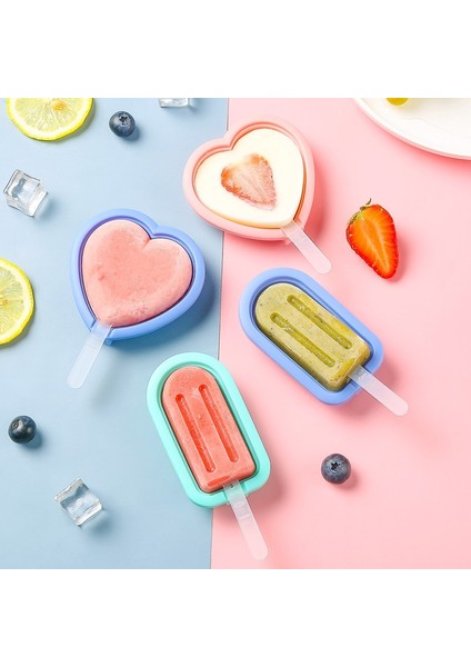 B 02 Aşk Kalp Şeklinde Silikon Kalıp Kapaklı Mini Yuvarlak Popsicle Buz Küpü Tepsi Kalıp Çikolatalı Kek Peynir Hediyeler Mutfak Aksesuarları (Yurt Dışından)
