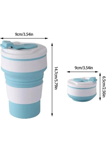 Mavi 500ML Silikon Katlanır Kahve Fincanları Taşınabilir Açık Havada Seyahat Içme Kupa Katlanabilir Su Çay Bardağı Kapaklı Dayanıklı Yüksek Sıcaklık (Yurt Dışından)