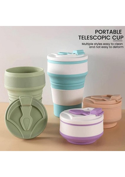 Mor 500 ml Silikon Katlanır Kahve Fincanları Taşınabilir Açık Havada Seyahat Içme Kupa Katlanabilir Su Çay Bardağı Kapaklı Dayanıklı Yüksek Sıcaklık (Yurt Dışından)