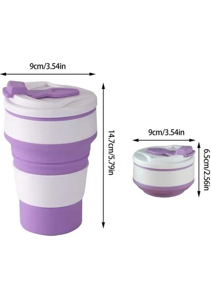 Mor 500 ml Silikon Katlanır Kahve Fincanları Taşınabilir Açık Havada Seyahat Içme Kupa Katlanabilir Su Çay Bardağı Kapaklı Dayanıklı Yüksek Sıcaklık (Yurt Dışından)