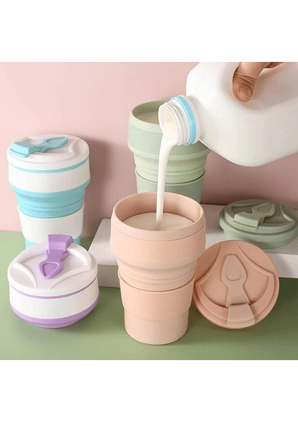 Mor 500 ml Silikon Katlanır Kahve Fincanları Taşınabilir Açık Havada Seyahat Içme Kupa Katlanabilir Su Çay Bardağı Kapaklı Dayanıklı Yüksek Sıcaklık (Yurt Dışından)