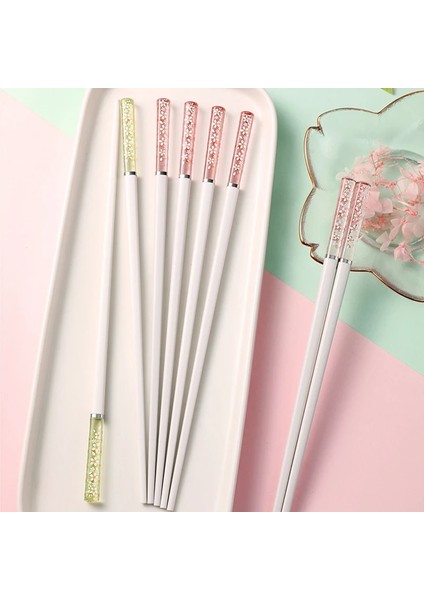 Yıldız Yemek Çubukları Amber Sakura Japon Yemek Çubukları Pembe Kiraz Çiçeği Suşi Yeniden Kullanılabilir Yemek Çubukları Güzel Çin Yemek Çubukları Sofra (Yurt Dışından)