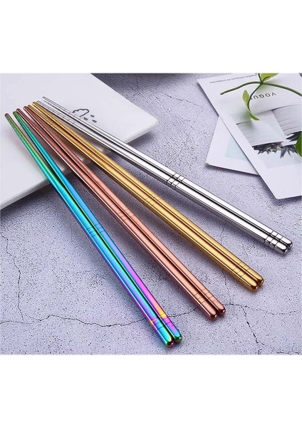 Rose Gold Yeniden Kullanılabilir Yemek Çubukları Yüksek Kalite Gümüş / Altın / Gül Altın / Gökkuşağı Çubukları Dayanıklı Suşi Erişte Paslanmaz Çelik Çubuklar (Yurt Dışından) fiyatları