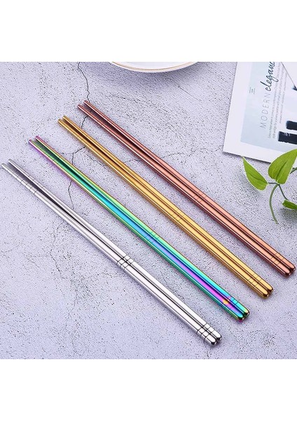 Rose Gold Yeniden Kullanılabilir Yemek Çubukları Yüksek Kalite Gümüş / Altın / Gül Altın / Gökkuşağı Çubukları Dayanıklı Suşi Erişte Paslanmaz Çelik Çubuklar (Yurt Dışından) modelleri