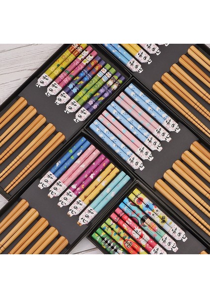 B8 24 cm Yeniden Kullanılabilir 5 Çift Set El Yapımı Bambu Japon Doğal Ahşap Çubuklarını Suşi Gıda Kedi Çiçek Çok Renkli Ahşap Çubuklarını Seti (Yurt Dışından)