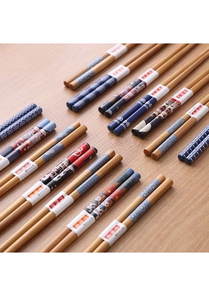 B8 24 cm Yeniden Kullanılabilir 5 Çift Set El Yapımı Bambu Japon Doğal Ahşap Çubuklarını Suşi Gıda Kedi Çiçek Çok Renkli Ahşap Çubuklarını Seti (Yurt Dışından)