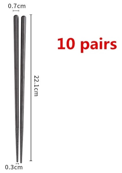 10 Çift 10 Çift Japon Çin Çubuklarını Gıda Siyah Suşi Çubukları Yeniden Kullanılabilir Kore Çubuklarını Seti Metal Alaşım Sofra Palillos Chino (Yurt Dışından)