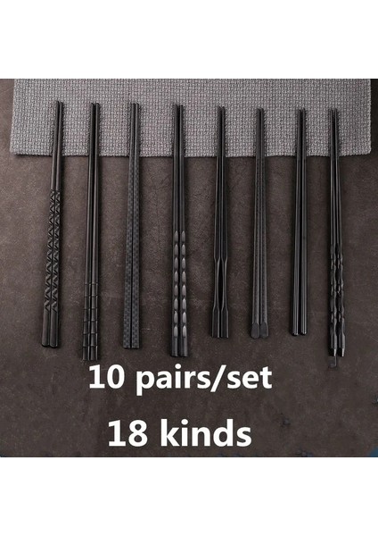 10 Çift 10 Çift Japon Çin Çubuklarını Gıda Siyah Suşi Çubukları Yeniden Kullanılabilir Kore Çubuklarını Seti Metal Alaşım Sofra Palillos Chino (Yurt Dışından) fiyatları