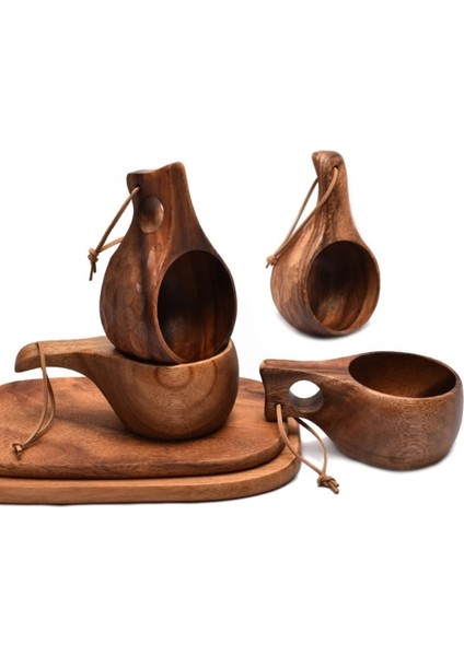 Stil 2 210 ml Açık Fincan Kuksa Kamp Kupa Kahve Süt Bardak Kupalar Akasya-Ahşap Drinkware Bushcrafts Artefakt Mutfak (Yurt Dışından)