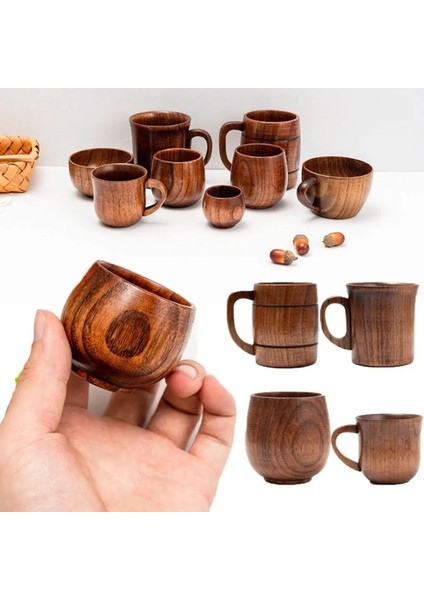 Rattan Bardak 13CM 101-200ML Ahşap Bardaklar Büyük Göbek Bardaklar El Yapımı Doğal Ladin Ahşap Bardaklar Bira Çay Bardağı Kahve Süt Su Bardağı Mutfak Bar Drinkware (Yurt Dışından)