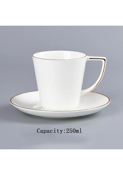 Stil M 200-300 ml Büyük Kapasiteli Altın Kenar Kahve Fincanı ve Tabağı Seti Yaratıcı Tasarım Avrupa Öğleden Sonra Çay Fincanları Hafif Lüks Kemik Çini Drinkware (Yurt Dışından)