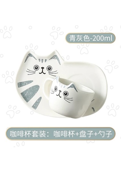 Camgöbeği 200 ml Karikatür Seramik Kedi Kupa Seti Tabaklar Kaşık Kahve Süt Kupalar Sevimli Yaratıcı Kahvaltı Drinkware Doğum Günü Hediyesi Porselen (Yurt Dışından) fiyatları